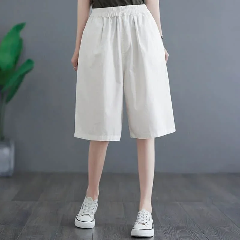 Pop Summer Shorts For Women Casual Loose Elastic Waisted Wide Leg Shorts Vintage Solid Harajuku Five-point Pants Women Clothing
Pop Summer Shorts For Women Casual Loose Elastic Waisted Wide Leg Shorts Vintage Solid Harajuku Five-point Pants Women Clothing