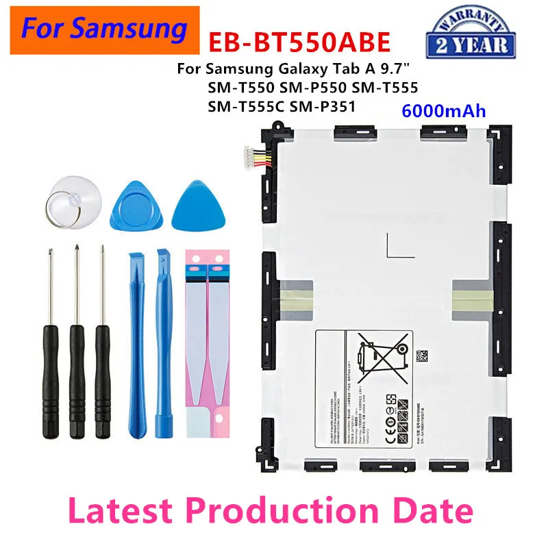 Brand New Tablet EB-BT550ABE 6000mAh Battery For Samsung Galaxy Tab A 9.7" SM-T550 SM-P550 SM-T555 SM-T555C SM-P351 +Tools
Brand New Tablet EB-BT550ABE 6000mAh Battery For Samsung Galaxy Tab A 9.7" SM-T550 SM-P550 SM-T555 SM-T555C SM-P351 +Tools
