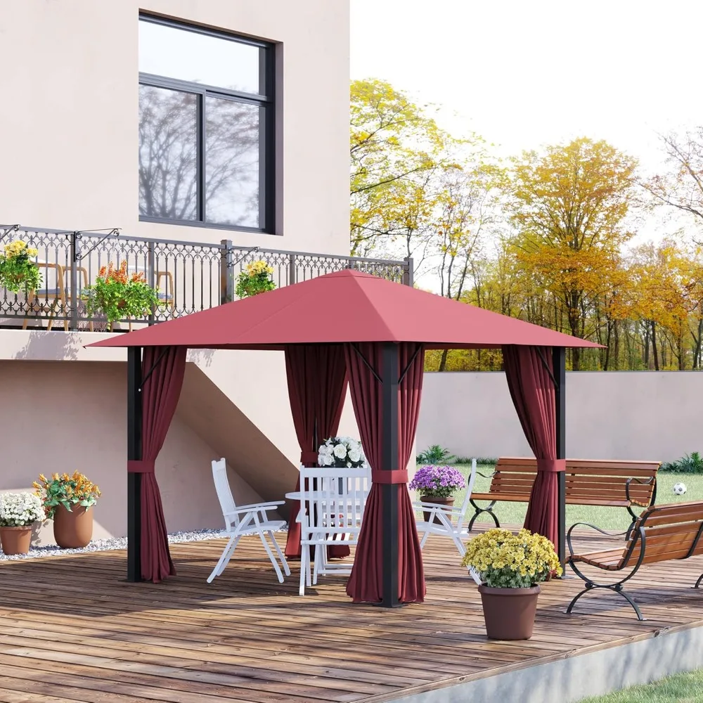 Patio Gazebo Aluminum Frame Outdoor Canopy Shelter with Sidewalls, Vented Roof for Garden, Lawn, Backyard, and Deck,
Patio Gazebo Aluminum Frame Outdoor Canopy Shelter with Sidewalls, Vented Roof for Garden, Lawn, Backyard, and Deck,