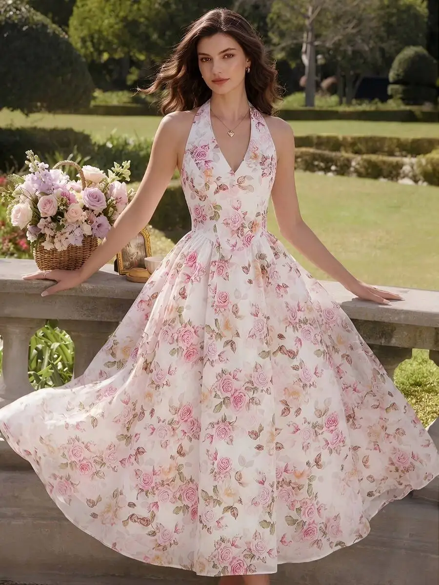 Elegant Floral Halter Neck Maxi Dress For Women Summer Casual Party Holiday
Elegant Floral Halter Neck Maxi Dress For Women Summer Casual Party Holiday
