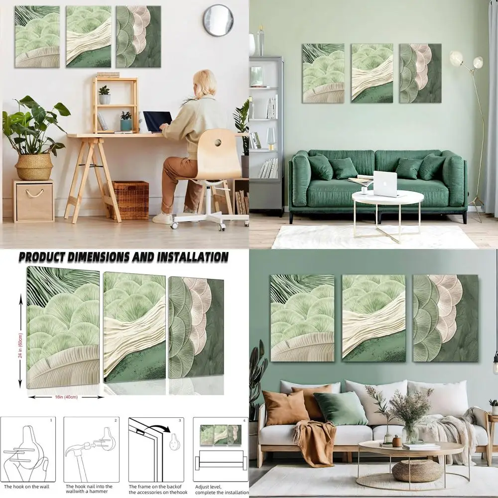 Mid Century Green Botanical Wall Art Set, 3-Piece Natural Textured Decor for Living Room, 16x24 Canvas Prints for Home Office
Mid Century Green Botanical Wall Art Set, 3-Piece Natural Textured Decor for Living Room, 16x24 Canvas Prints for Home Office