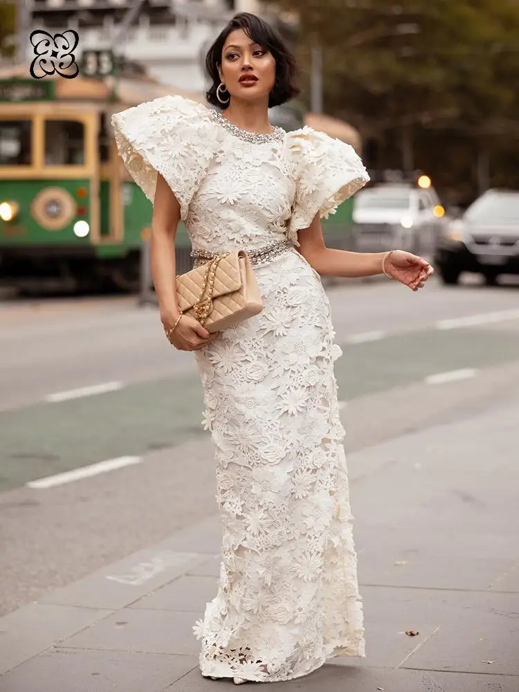 Cream 3D Floral Cutwork Lace 2 Piece Set Puff Cap Sleeve Crystal Rhinestone Trim Column Evening Suit Wedding Guest Bridal Set
Cream 3D Floral Cutwork Lace 2 Piece Set Puff Cap Sleeve Crystal Rhinestone Trim Column Evening Suit Wedding Guest Bridal Set