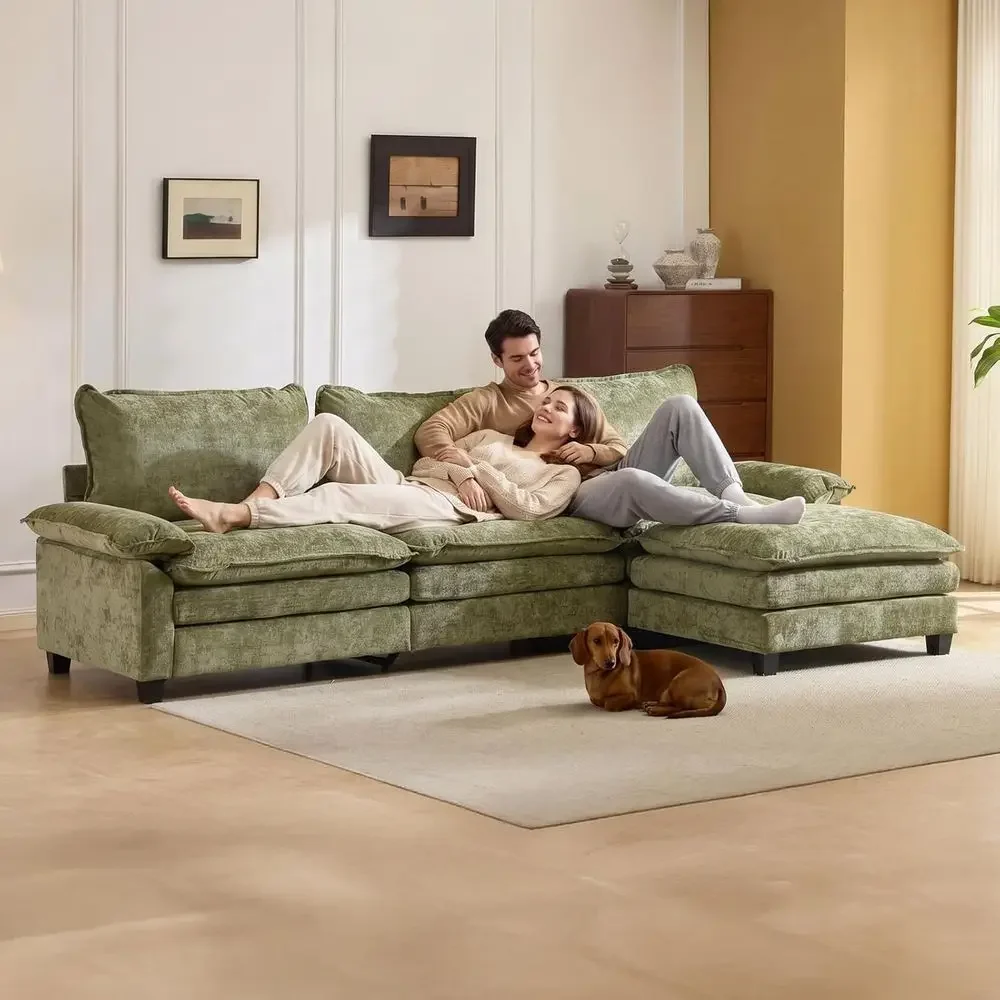 122" Cloud Double-Layer Deep Convertible Sectional Soa, Comy L-Shape 3-Seat Couches or Living Room, ern Couch with Movable Ottom
122" Cloud Double-Layer Deep Convertible Sectional Soa, Comy L-Shape 3-Seat Couches or Living Room, ern Couch with Movable Ottom