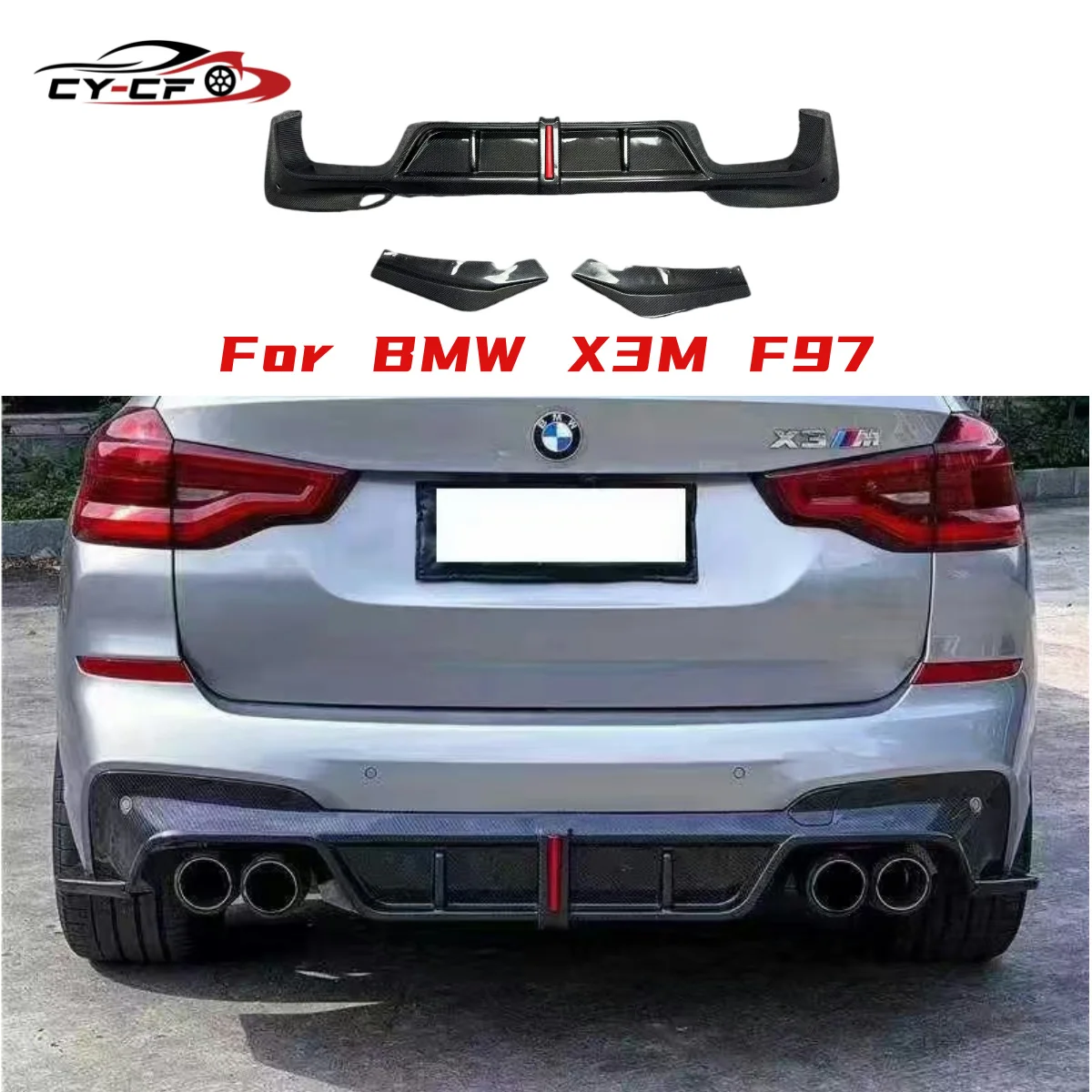 Carbon Fiber Rear Bumper Lip Diffuser with Light Splitter For BMW X3M F97 2018-2021 FRP Rear Diffuser Lip Chin Canard Body Kits
Carbon Fiber Rear Bumper Lip Diffuser with Light Splitter For BMW X3M F97 2018-2021 FRP Rear Diffuser Lip Chin Canard Body Kits