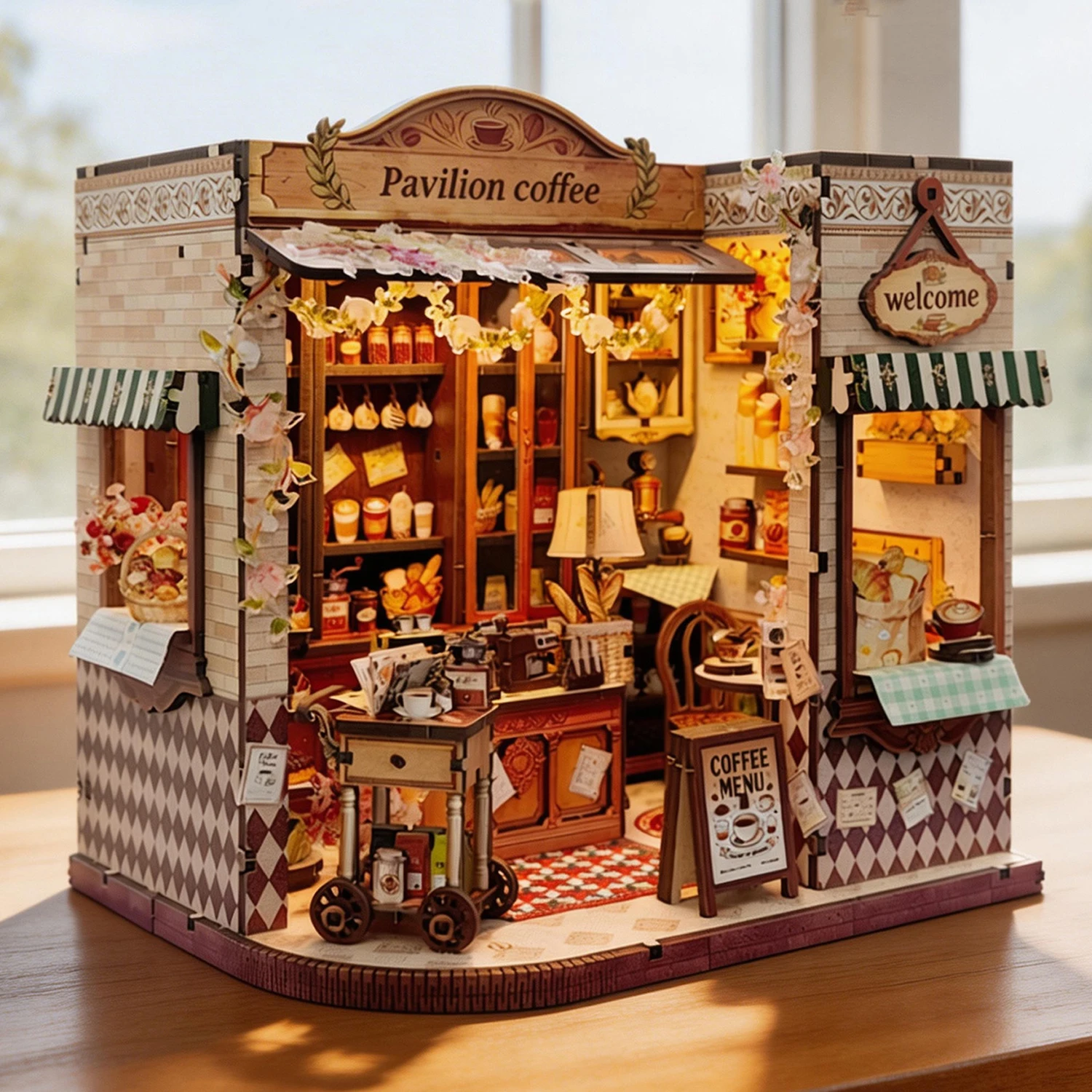 DIY Wooden Pavilion Coffee Casa Miniature Model Kits With Furniture LED Lights Dollhouse for Friends Birthday Gifts
DIY Wooden Pavilion Coffee Casa Miniature Model Kits With Furniture LED Lights Dollhouse for Friends Birthday Gifts