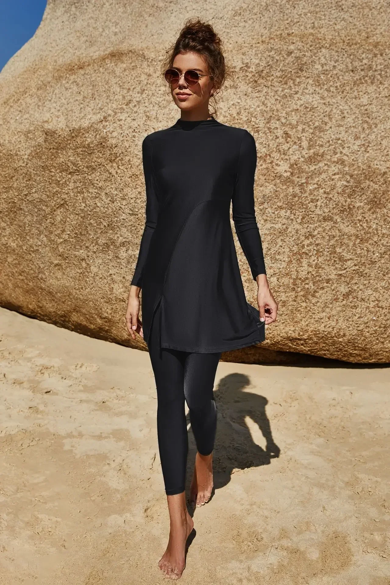 2 Piece Swim Dress Long Sleeve High Neck A-Line Tunic Top Leggings Full Coverage UPF Rash Guard Women Muslim Beach Bathing Suit
2 Piece Swim Dress Long Sleeve High Neck A-Line Tunic Top Leggings Full Coverage UPF Rash Guard Women Muslim Beach Bathing Suit