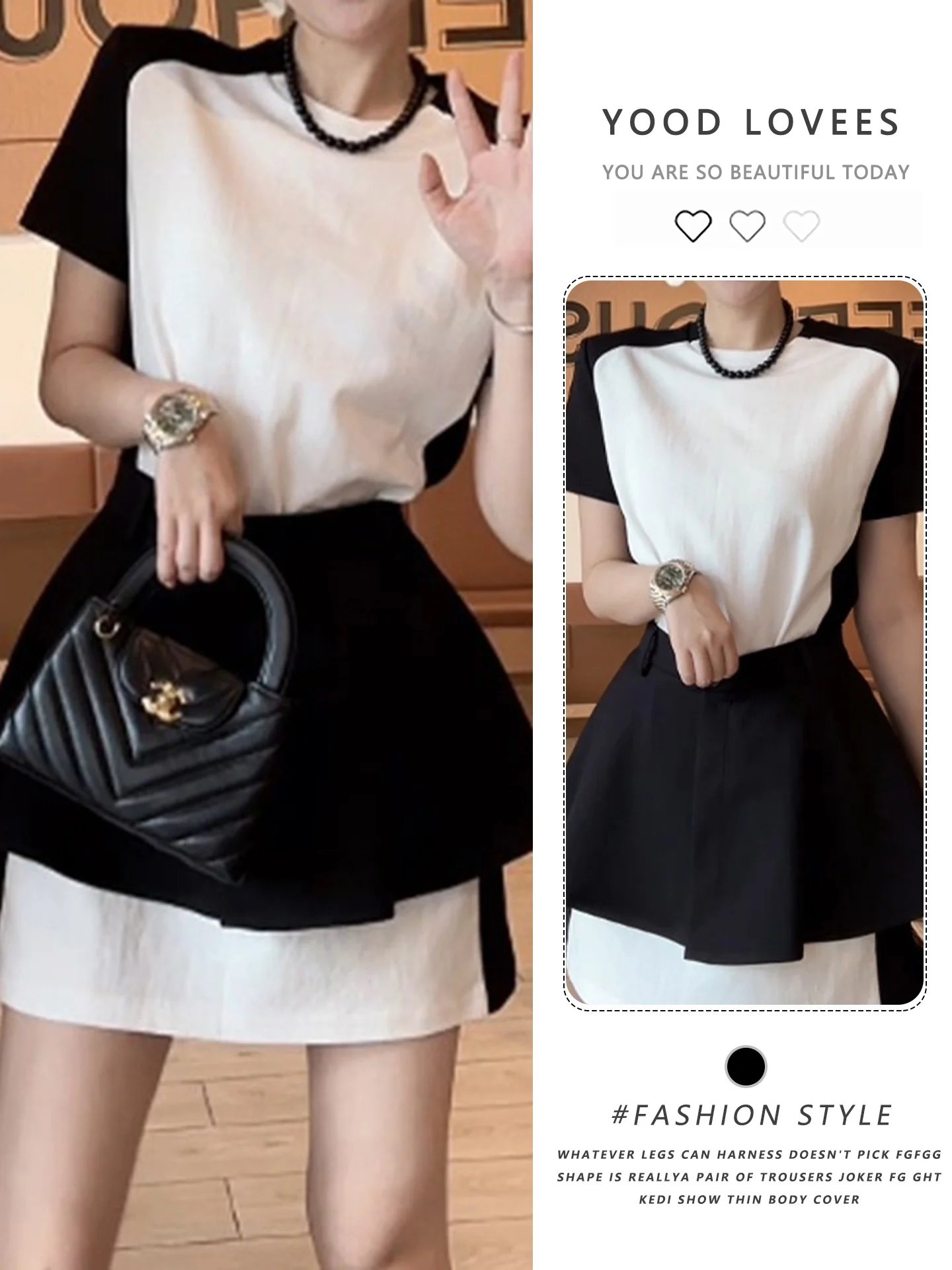 Korean Design Sensation Slimming Color Block Short Sleeve Versatile Dress Waist Cinching A-Line Skirt Set for Women
Korean Design Sensation Slimming Color Block Short Sleeve Versatile Dress Waist Cinching A-Line Skirt Set for Women