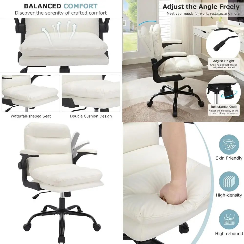 Adjustable Ergonomic Swivel Chair with Flip Armrests, Lumbar Support, Height Adjustment, and PU Leather Cushion for Computer Wor
Adjustable Ergonomic Swivel Chair with Flip Armrests, Lumbar Support, Height Adjustment, and PU Leather Cushion for Computer Wor