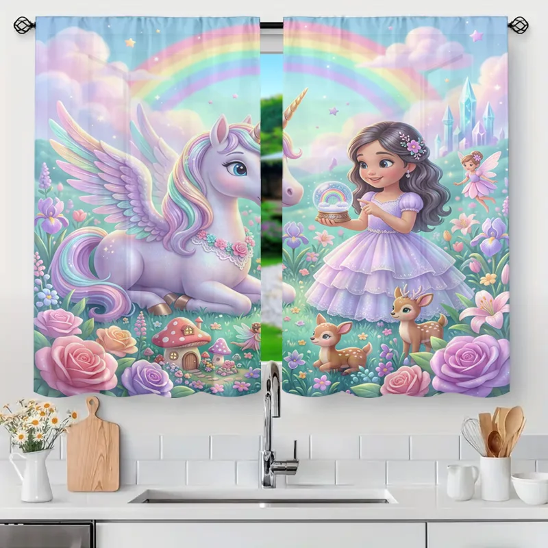Unicorn Fairy Princess Rainbow Curtain Window Treatment Decorative Home Decor Magic Castle Floral Light Filtering Curtain for Nu
Unicorn Fairy Princess Rainbow Curtain Window Treatment Decorative Home Decor Magic Castle Floral Light Filtering Curtain for Nu