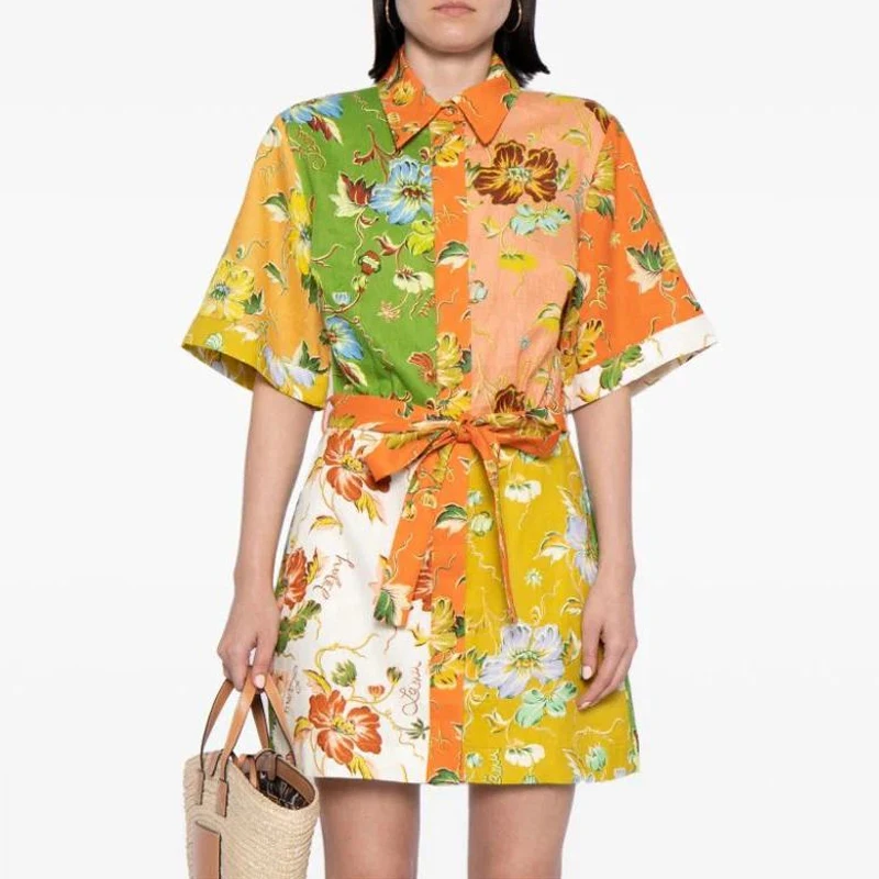 Women's Shirt Dress Cotton Linen Retro Floral Dress Button Shirt Dress 2024 Summer Mini Dress
Women's Shirt Dress Cotton Linen Retro Floral Dress Button Shirt Dress 2024 Summer Mini Dress
