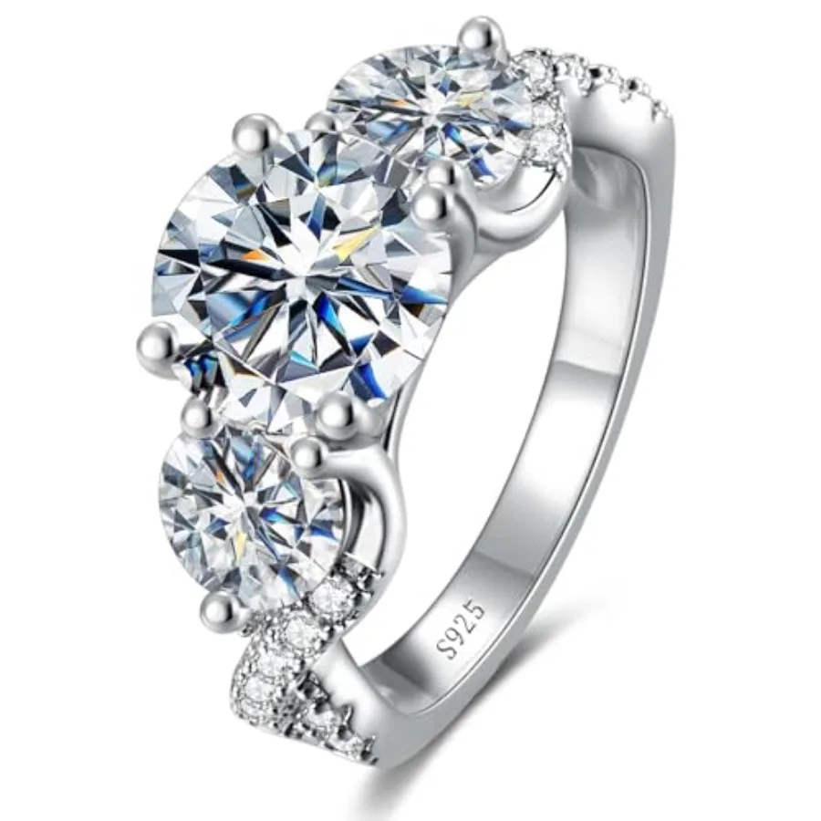 4.6CT 3 Stone Moissanite Engagement Ring, 925 Sterling Silver Wedding Band for Women, D Color VVS1 Round Cut Moissanite Ring An
4.6CT 3 Stone Moissanite Engagement Ring, 925 Sterling Silver Wedding Band for Women, D Color VVS1 Round Cut Moissanite Ring An