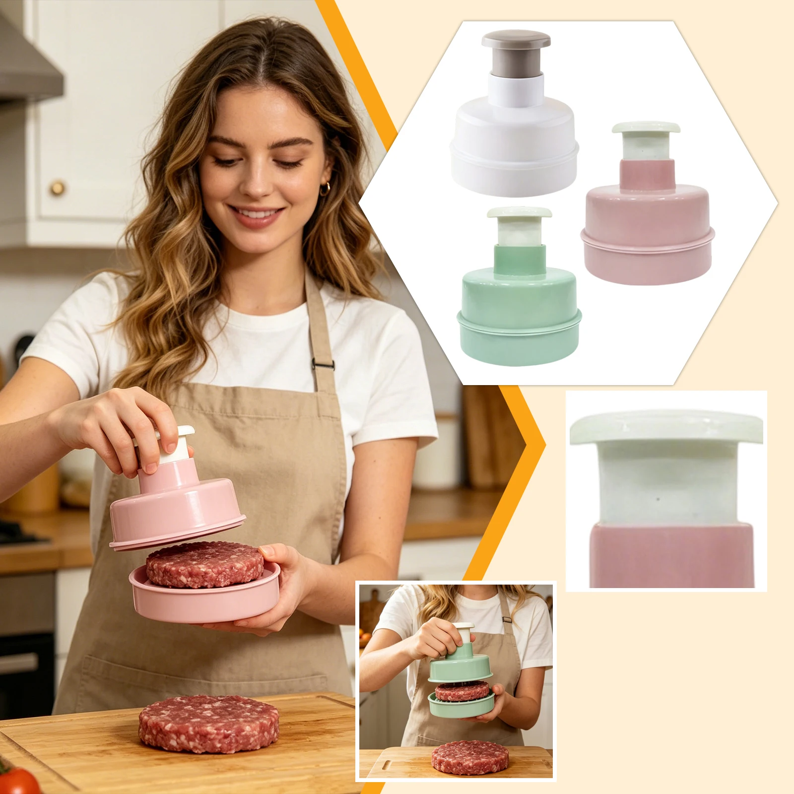 Homemade Hamburger Press Maker Patty Mold Multi-function Kitchen Tool Round Dumpling Presser for BBQ Craft DIY Food
Homemade Hamburger Press Maker Patty Mold Multi-function Kitchen Tool Round Dumpling Presser for BBQ Craft DIY Food