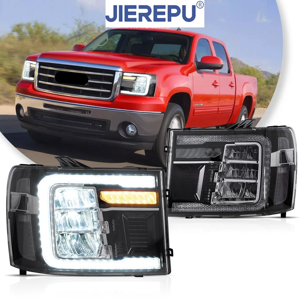1 пара полностью светодиодных фар в сборе для GMC Sierra 1500 2007-2013, передние лампы с анимацией и последовательными автомобильными фарами, аксессуары 
1 пара полностью светодиодных фар в сборе для GMC Sierra 1500 2007-2013, передние лампы с анимацией и последовательными автомобильными фарами, аксессуары