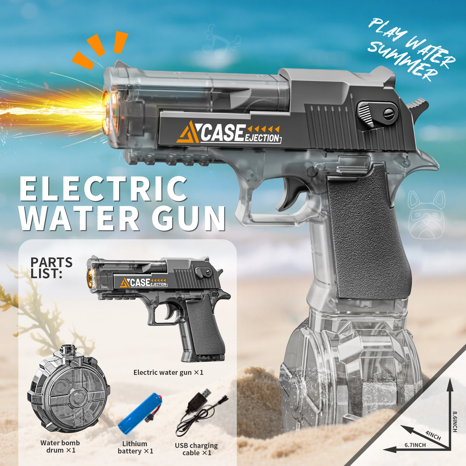Electric Water Gun Rechargeable Automatic Spray Gun Toys Capacity Range Up to 32 FT Range for Adults & Kids - Blue
Electric Water Gun Rechargeable Automatic Spray Gun Toys Capacity Range Up to 32 FT Range for Adults & Kids - Blue