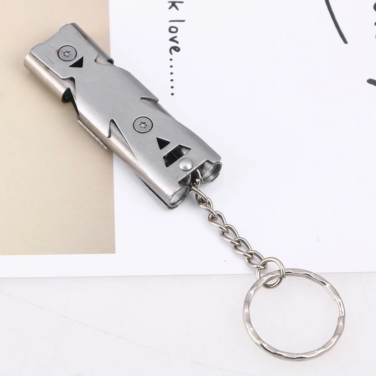 1Pcs Double Tube Survival Whistle Loud Emergency Whistle Aluminum Alloy Camping Hiking Boating Fishing Lifeguard Silver
1Pcs Double Tube Survival Whistle Loud Emergency Whistle Aluminum Alloy Camping Hiking Boating Fishing Lifeguard Silver