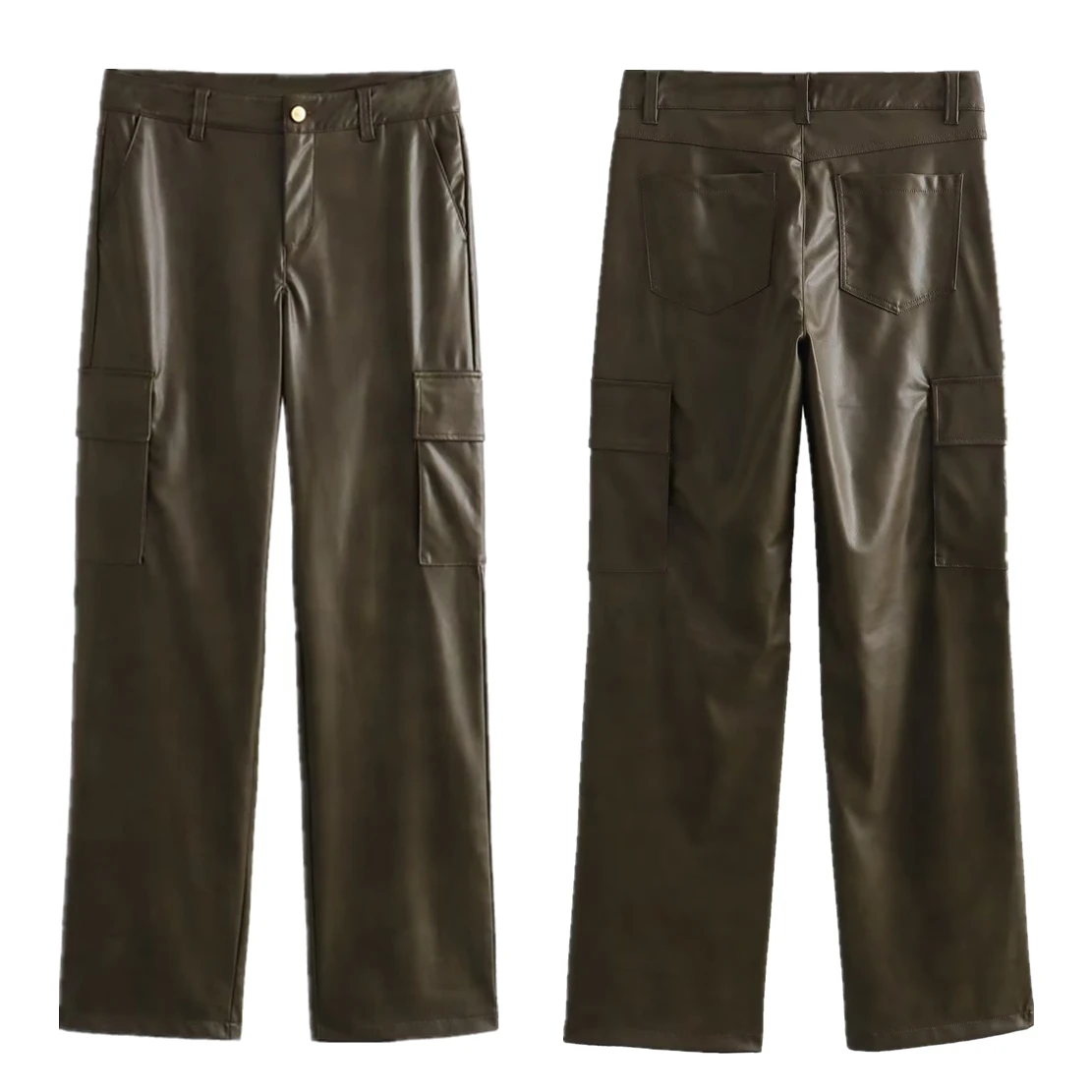 Maxdutti British Fashion Retro Straight Leg Trousers Women Leather Pants Army Green Casual Pockets Cargo Pants
Maxdutti British Fashion Retro Straight Leg Trousers Women Leather Pants Army Green Casual Pockets Cargo Pants