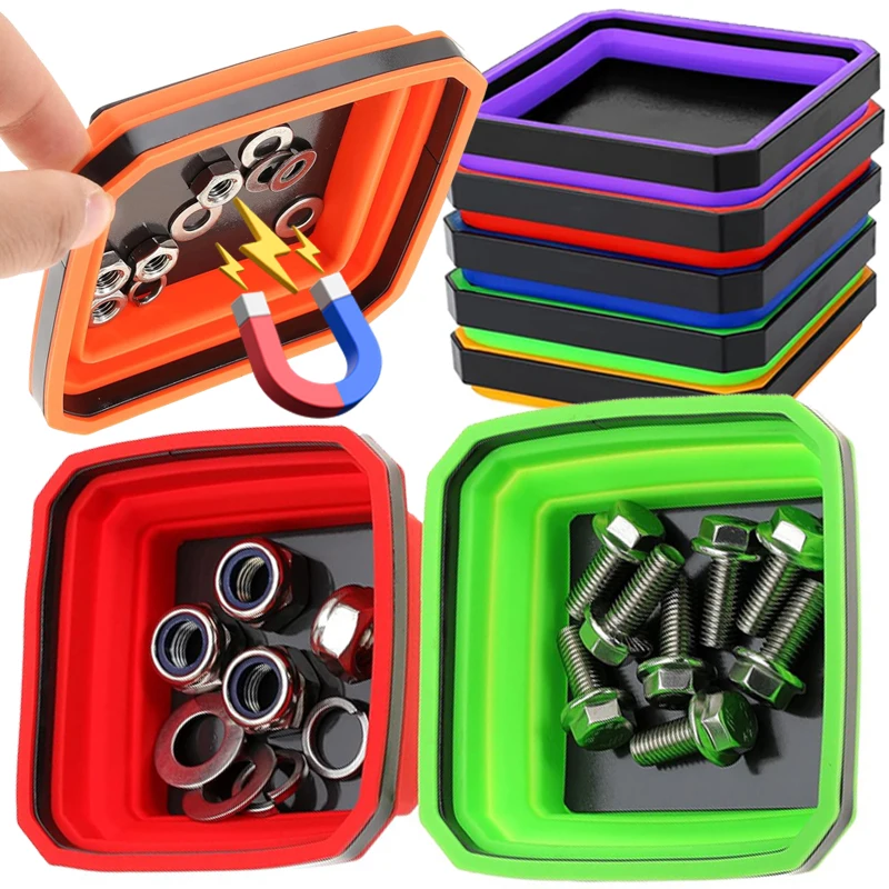 Magnetic Tools Tray Foldable Square Silicone Bowls Screw Bolt Nut Washer Trays Hardware Small Metal Parts Magnetic Storage Box
Magnetic Tools Tray Foldable Square Silicone Bowls Screw Bolt Nut Washer Trays Hardware Small Metal Parts Magnetic Storage Box