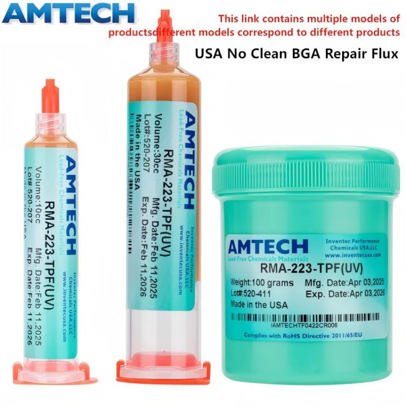 100% Original AMTECH RMA-223-TPF No-Clean Flux for Soldering SMD BGA Solder Ball, Soldering Flux, Solder Repair Paste
100% Original AMTECH RMA-223-TPF No-Clean Flux for Soldering SMD BGA Solder Ball, Soldering Flux, Solder Repair Paste