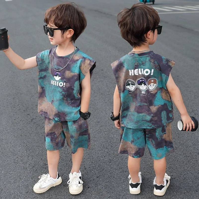 2026 Summer Boys Sleeveless Vest Set Cool Thin Short Sleeve Shorts Kids Tie Dye Outfits Baby Summer Clothes
2026 Summer Boys Sleeveless Vest Set Cool Thin Short Sleeve Shorts Kids Tie Dye Outfits Baby Summer Clothes