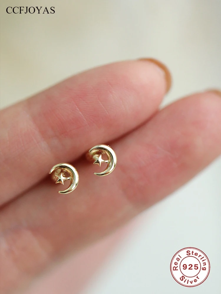 CCFJOYAS 925 Sterling Silver Mini Cute Moon Star Stud Earrings for Girl Korean and Japanese Style Small Earrings Fashion Jewelry
CCFJOYAS 925 Sterling Silver Mini Cute Moon Star Stud Earrings for Girl Korean and Japanese Style Small Earrings Fashion Jewelry