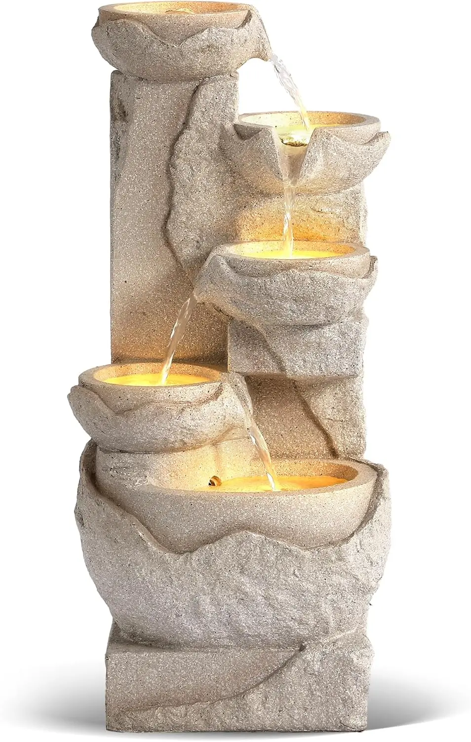 Outdoor 5-Tiers Cascading Rock Water Fountain, Small Waterfall Fountain with 5 LED Lights, Beige Bowl Feature Fountains and Wate
Outdoor 5-Tiers Cascading Rock Water Fountain, Small Waterfall Fountain with 5 LED Lights, Beige Bowl Feature Fountains and Wate
