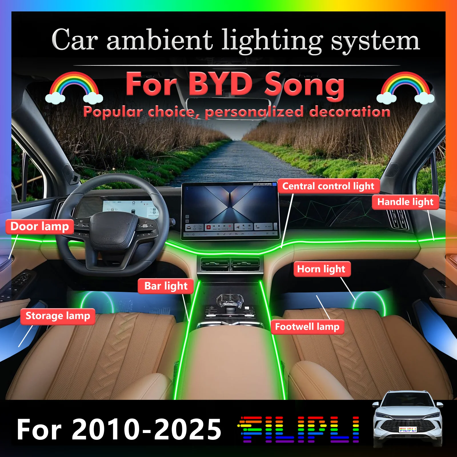 Для BYD Song салон автомобиля декоративное окружающее освещение RGB 64-цветный светодиодный умный пульт дистанционного управления энергосберегающий эффективный комплект
Для BYD Song салон автомобиля декоративное окружающее освещение RGB 64-цветный светодиодный умный пульт дистанционного управления энергосберегающий эффективный комплект