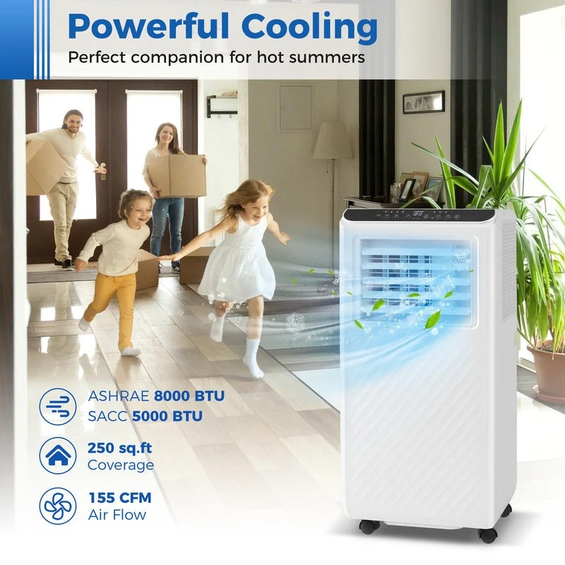 8000 BTU Portable Air Conditioner 3 in 1 Floor AC Unit with Fan and Dehumidifier
8000 BTU Portable Air Conditioner 3 in 1 Floor AC Unit with Fan and Dehumidifier