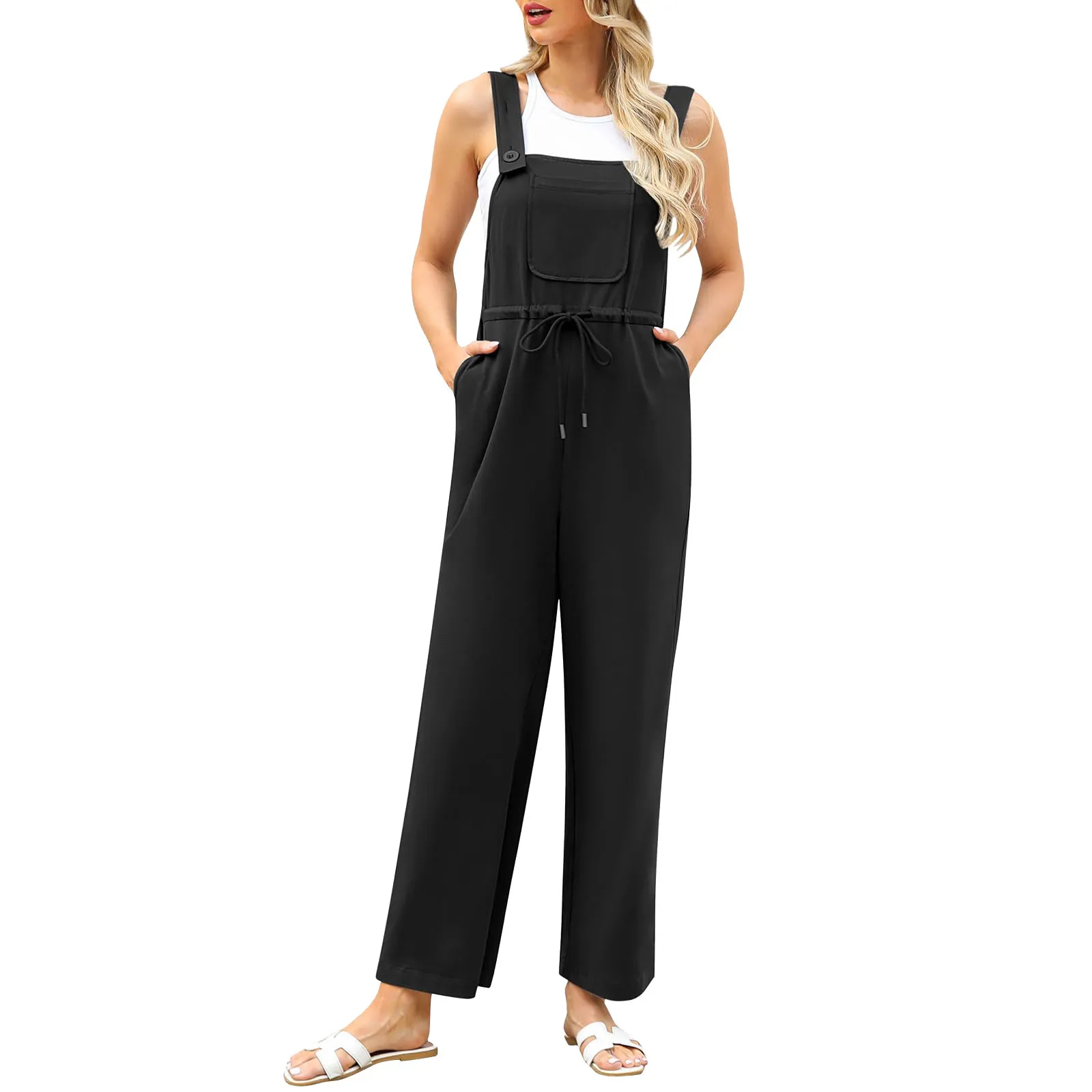 Women'S Cargo Style Jumpsuits Drawstring Solid Color Casual Jumpsuits Spring Summer Straight Loose Jumpsuits With Pockets
Women'S Cargo Style Jumpsuits Drawstring Solid Color Casual Jumpsuits Spring Summer Straight Loose Jumpsuits With Pockets
