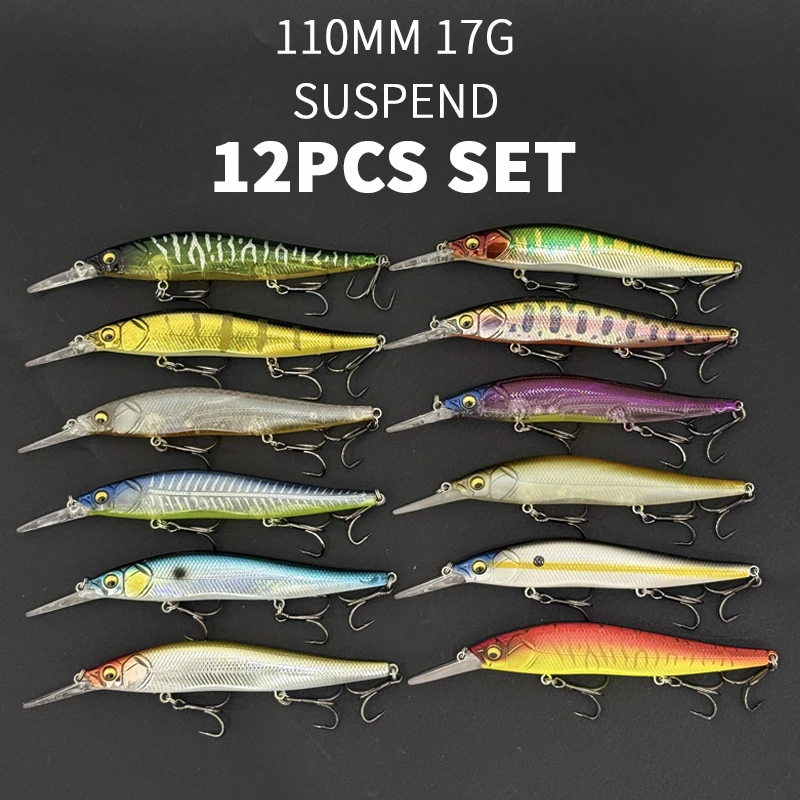 12PCS Fishing Lures SET 110mm 17g Professional Wobbler Artificial Bait Predator Tackle Sinking Jerkbaits for Pike and Bass
12PCS Fishing Lures SET 110mm 17g Professional Wobbler Artificial Bait Predator Tackle Sinking Jerkbaits for Pike and Bass