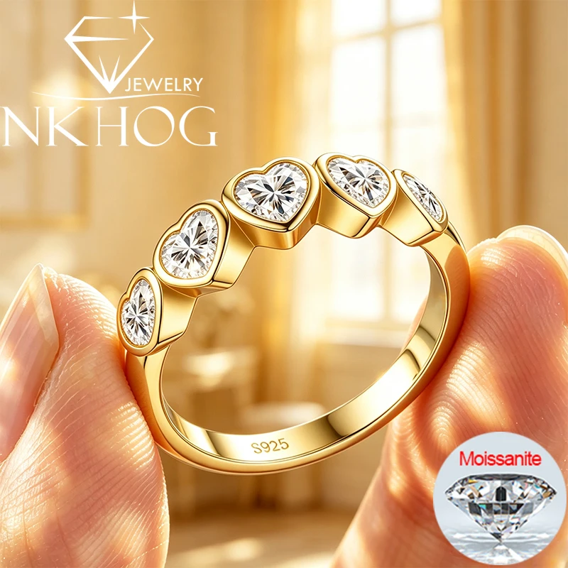 NKHOG 4*4mm 1.5cttw Full Moissanite Ring For Woman Man 5 Heart Cut 925 Sterling Silver Wedding Band Certified Fine Jewelry Gift
NKHOG 4*4mm 1.5cttw Full Moissanite Ring For Woman Man 5 Heart Cut 925 Sterling Silver Wedding Band Certified Fine Jewelry Gift
