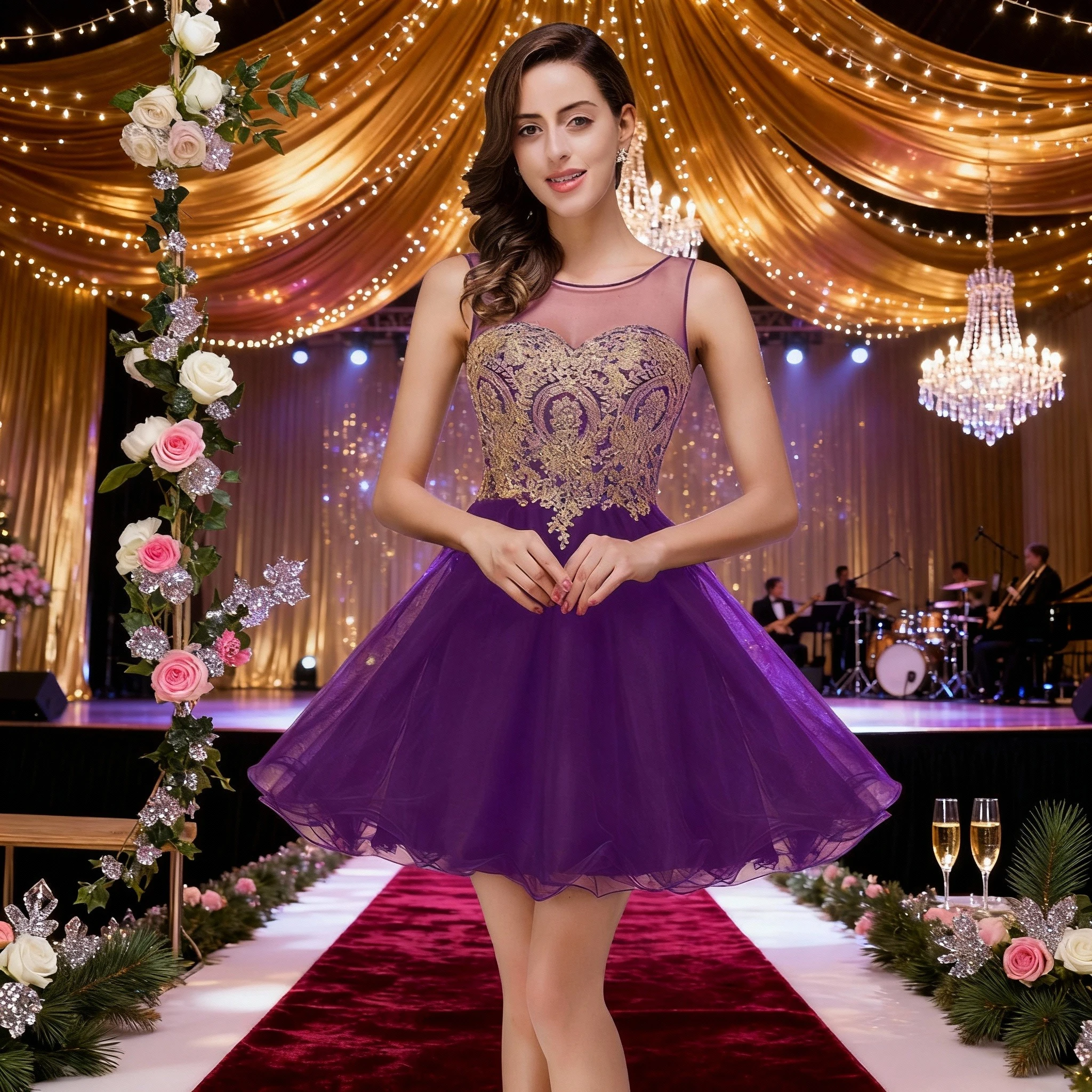 Модное фиолетовое тюлевое короткое свадебное платье с золотым кружевом и иллюзией в форме сердца, вечерние платья для вечеринки, выпускного вечера CPS362
Модное фиолетовое тюлевое короткое свадебное платье с золотым кружевом и иллюзией в форме сердца, вечерние платья для вечеринки, выпускного вечера CPS362