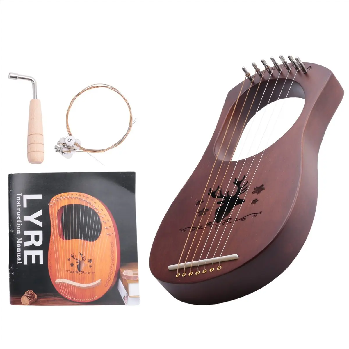 L79A 7-String Lyre Harp Mahogany Solid Wooden Metal Strings Stringed Instruments
L79A 7-String Lyre Harp Mahogany Solid Wooden Metal Strings Stringed Instruments