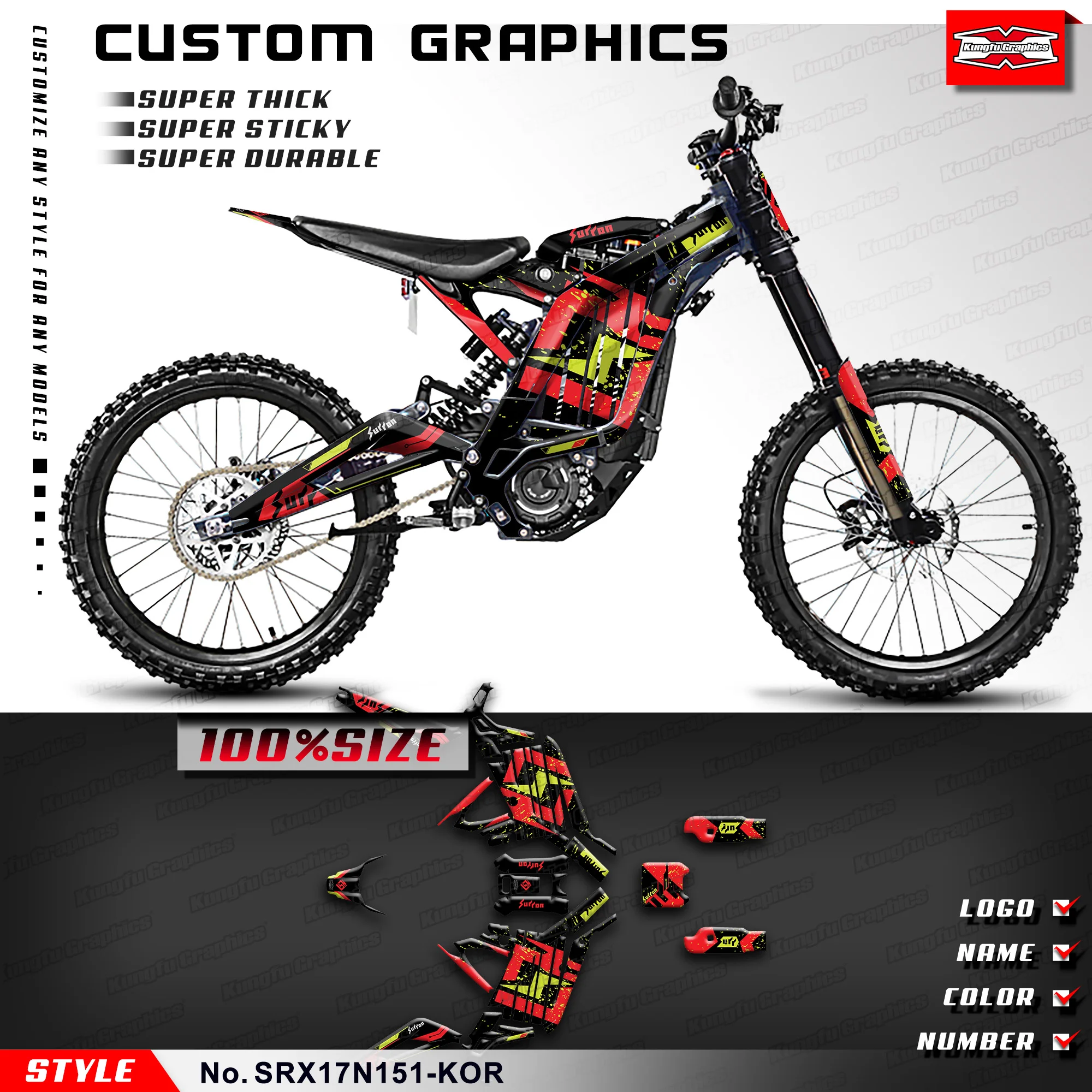 KUNGFU GRAPHICS Decal Kit Stickers Complete for Light Bee X Segway X160 X260 2017-2025, SRX17N0151-KOR
KUNGFU GRAPHICS Decal Kit Stickers Complete for Light Bee X Segway X160 X260 2017-2025, SRX17N0151-KOR