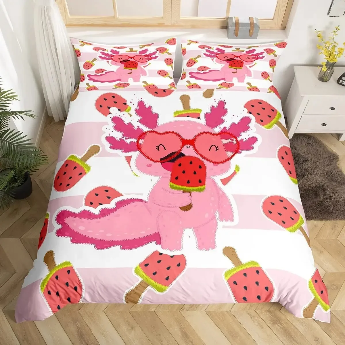 Cute Axolotl Duvet Cover Set Cartoon Watermelon Salamander Bedding Set Kawaii Ocean Sealife Comforter Cover for Girls Twin Size
Cute Axolotl Duvet Cover Set Cartoon Watermelon Salamander Bedding Set Kawaii Ocean Sealife Comforter Cover for Girls Twin Size