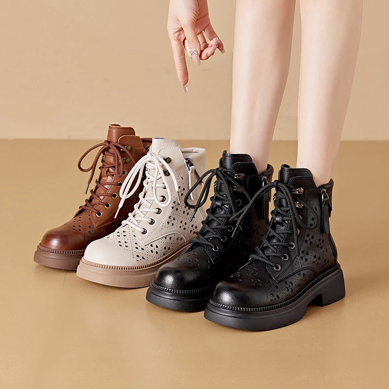 Women Brown Leather Ankle Boots 2026 New Lace Up With Back Zipper Low Flat Sole Casual Comfortable For Autumn And Winter New
Women Brown Leather Ankle Boots 2026 New Lace Up With Back Zipper Low Flat Sole Casual Comfortable For Autumn And Winter New
