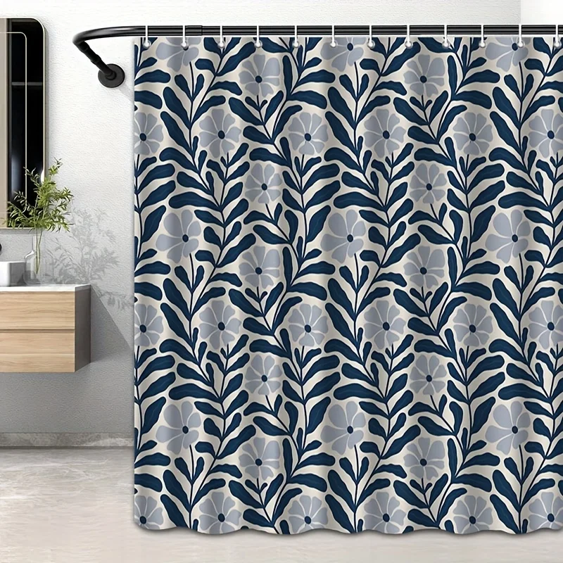 Elegant Floral Leaf Pattern Shower Curtain Blue and White Botanical Waterproof Bathroom Curtain 180x180cm
Elegant Floral Leaf Pattern Shower Curtain Blue and White Botanical Waterproof Bathroom Curtain 180x180cm