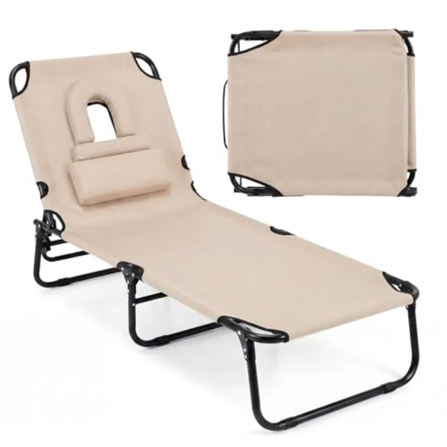 Tanning Chair, Folding Lounge Chairs with Face Hole and Cover, Removable Pillow Carry Handle, Portable Compact Outdoor Layout R
Tanning Chair, Folding Lounge Chairs with Face Hole and Cover, Removable Pillow Carry Handle, Portable Compact Outdoor Layout R