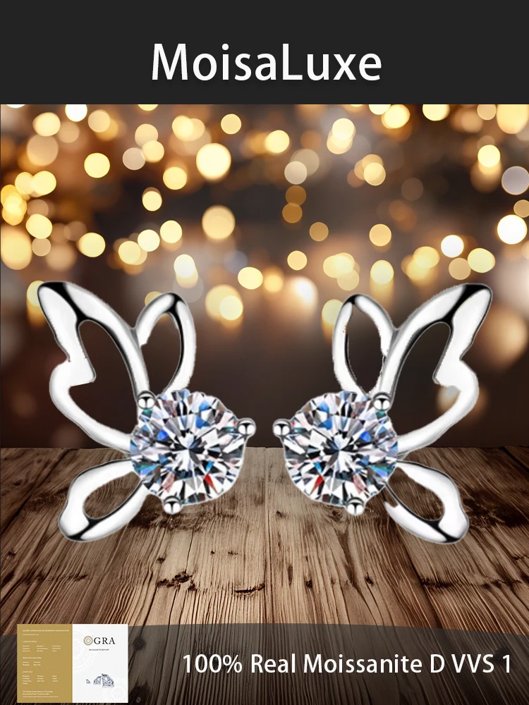MoisaLuxe Official Store Moissanite Plata Sterling 925 Silver Women Light luxury Stud Butterfly Fashion Jewelry Earrings
MoisaLuxe Official Store Moissanite Plata Sterling 925 Silver Women Light luxury Stud Butterfly Fashion Jewelry Earrings
