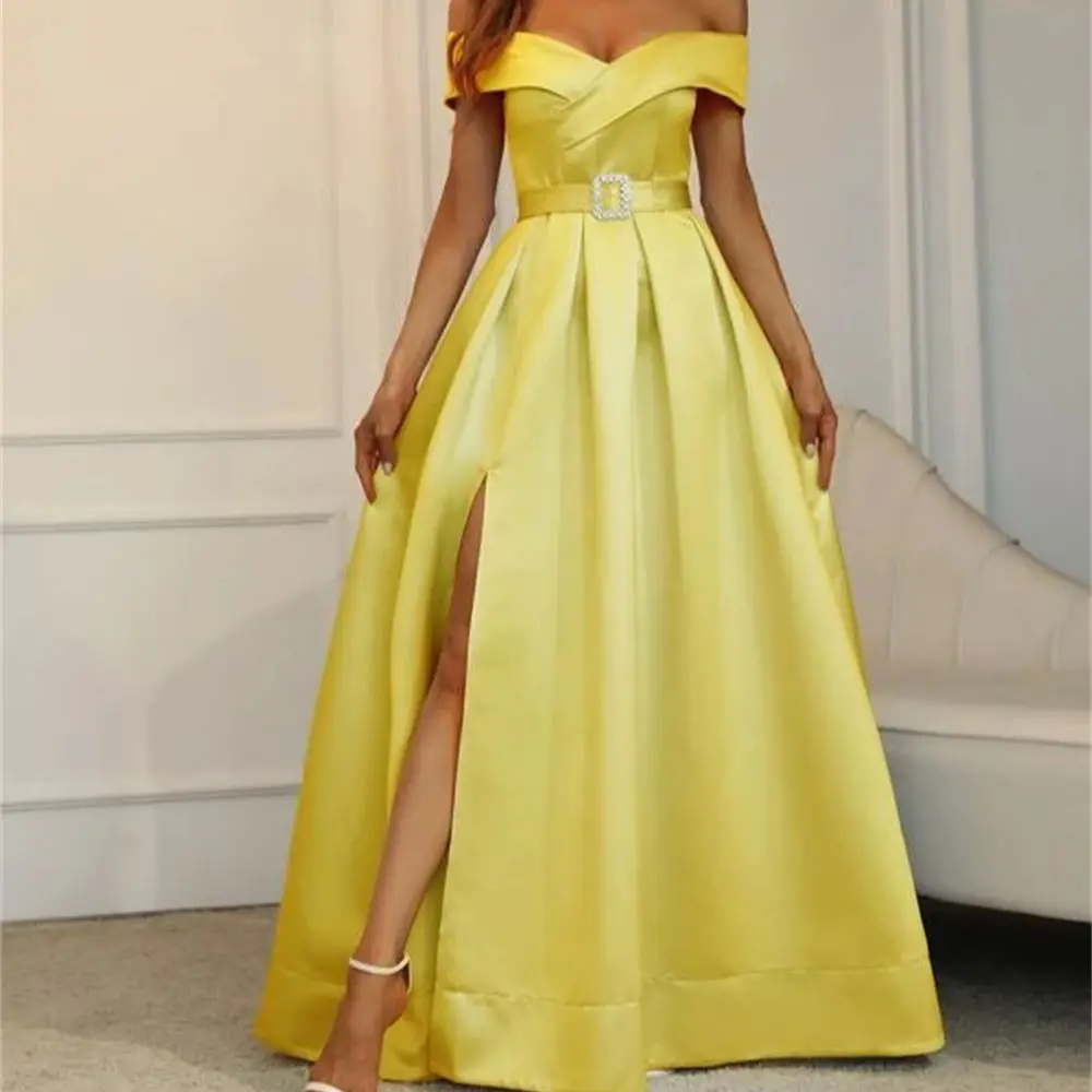 Women's A-line Dresses Evening Yellow Satin One Shoulder Belt Crystal Diamond Floral Long Dresses Party Formal Occasion Dresses
Women's A-line Dresses Evening Yellow Satin One Shoulder Belt Crystal Diamond Floral Long Dresses Party Formal Occasion Dresses