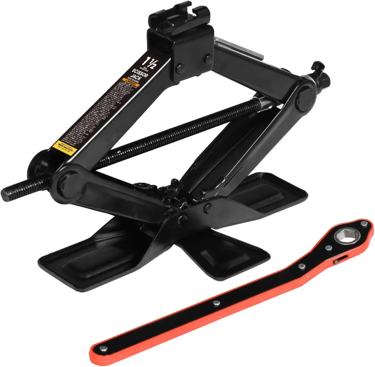 Steel Portable Scissor Jack: 1.5 Ton Capacity, Wide Base for Cars, Trucks & SUVs, Quick Lift Design
Steel Portable Scissor Jack: 1.5 Ton Capacity, Wide Base for Cars, Trucks & SUVs, Quick Lift Design