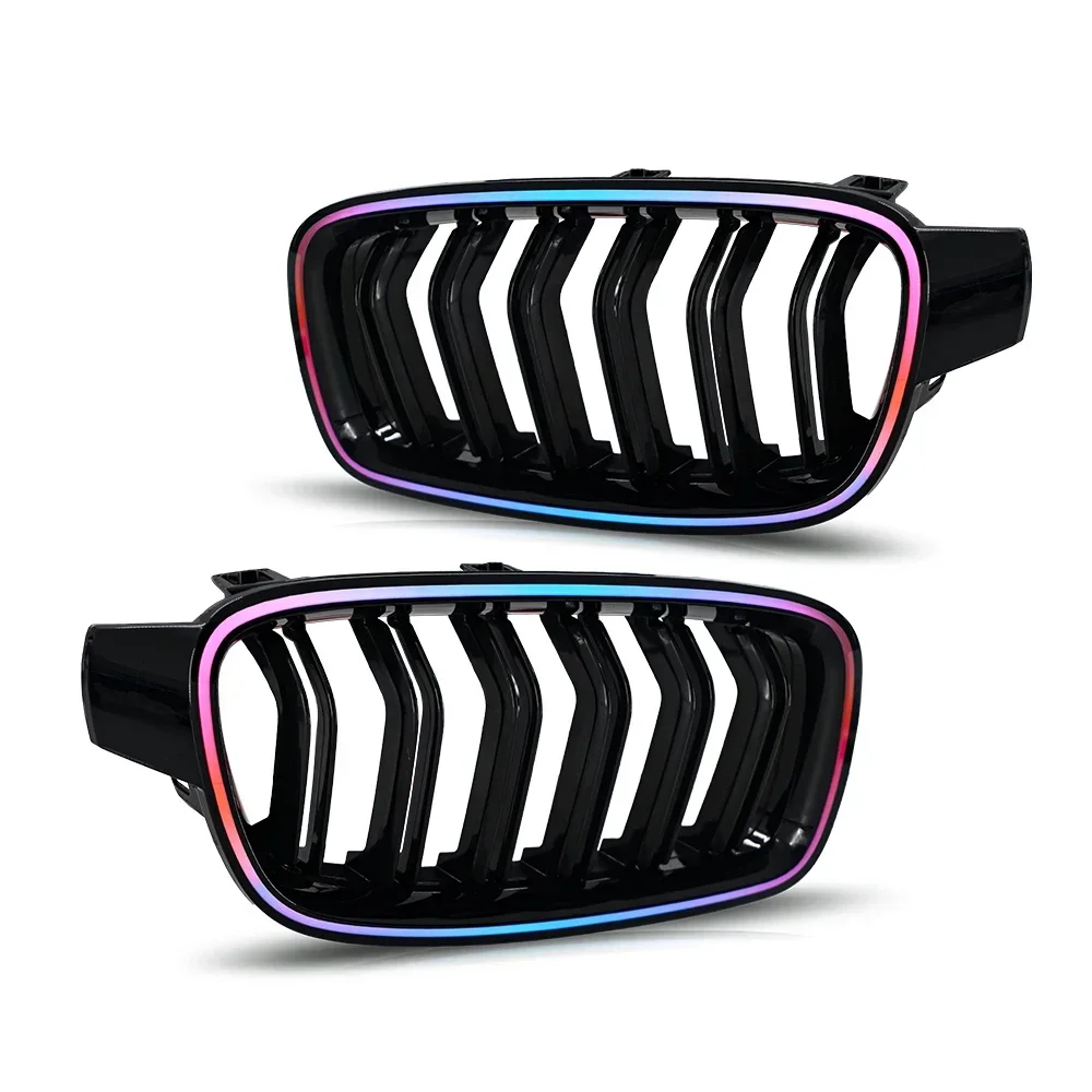 For BMW 3 Series F30 F35 2012-2019 Gloss Black Front Grille with RGB/White LED Light, Sporty Racing Double Slat Modified Bumper
For BMW 3 Series F30 F35 2012-2019 Gloss Black Front Grille with RGB/White LED Light, Sporty Racing Double Slat Modified Bumper