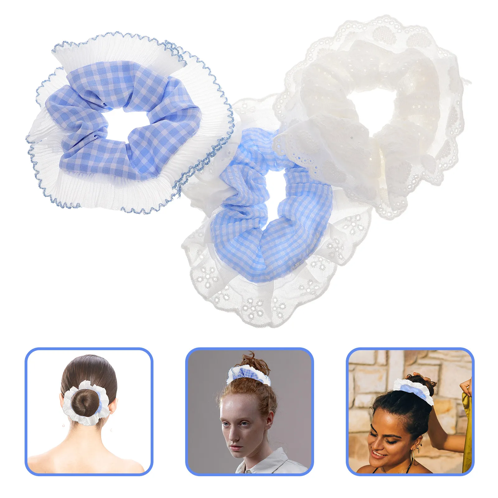 3Pcs Lace Trimmed Checkered Scrunchies Stylish Hair Accessories for Women Elegant Ties Bands Festival Use
3Pcs Lace Trimmed Checkered Scrunchies Stylish Hair Accessories for Women Elegant Ties Bands Festival Use