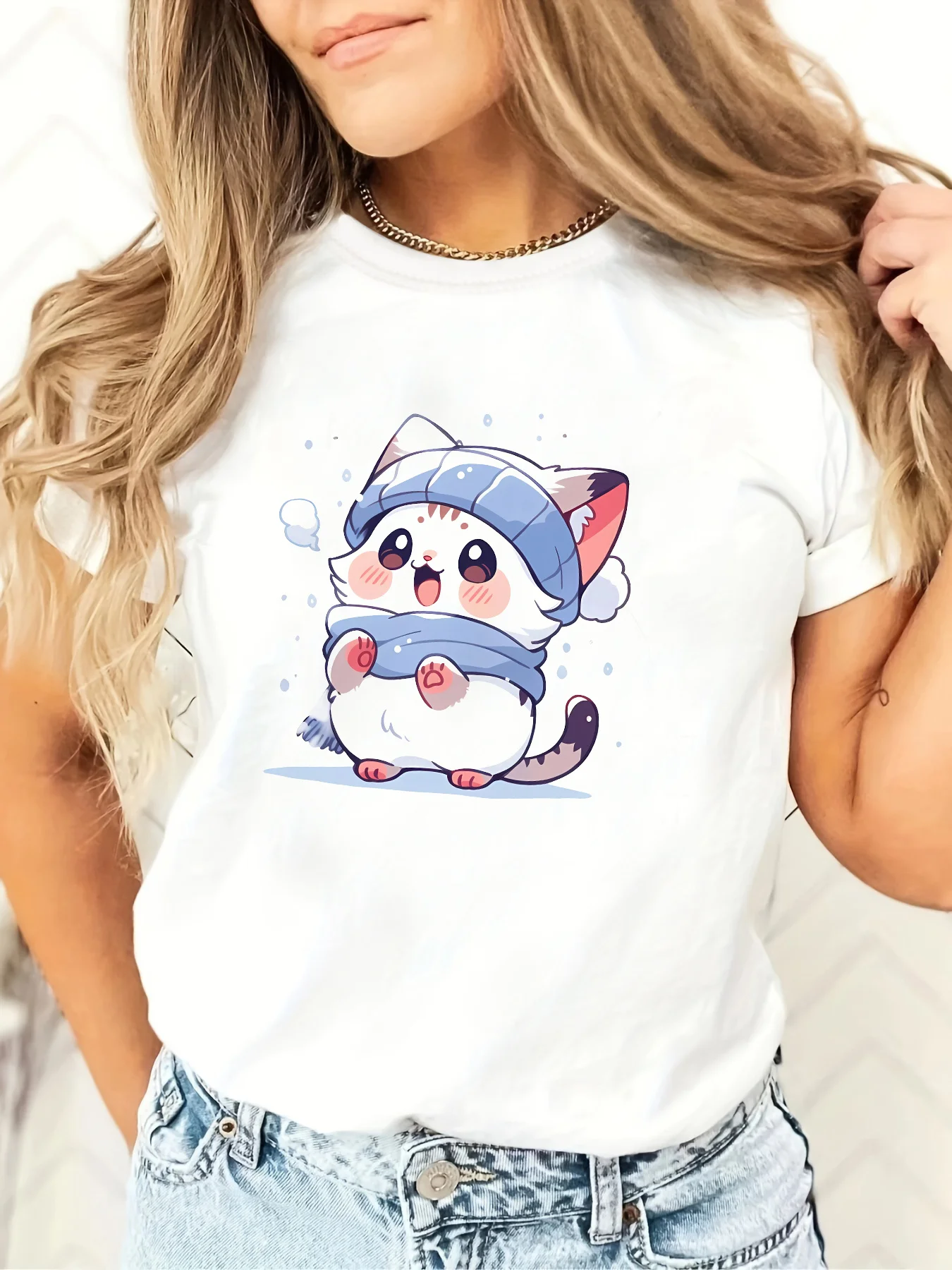 Cat Graphic Print T-shirt, Short Sleeve Crew Neck Casual Top For Summer & Spring, Women's Clothing
Cat Graphic Print T-shirt, Short Sleeve Crew Neck Casual Top For Summer & Spring, Women's Clothing