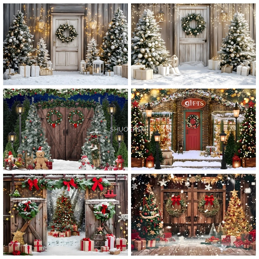 Christmas Wood Barn Door Photography Backgrounds Christmas Tree Gift Village Holiday Party Family Kids Photo Backdrops CF-30
Christmas Wood Barn Door Photography Backgrounds Christmas Tree Gift Village Holiday Party Family Kids Photo Backdrops CF-30