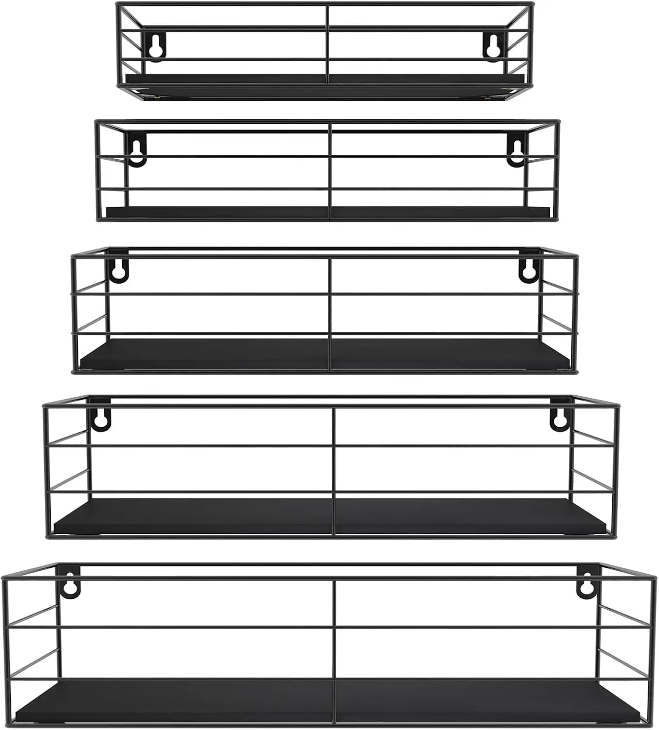 Floating Shelves Wall Mounted Set of 5, Black Hanging Storage Wall Shelf for Bathroom, Kitchen, Bedroom, Living Room Ho
Floating Shelves Wall Mounted Set of 5, Black Hanging Storage Wall Shelf for Bathroom, Kitchen, Bedroom, Living Room Ho