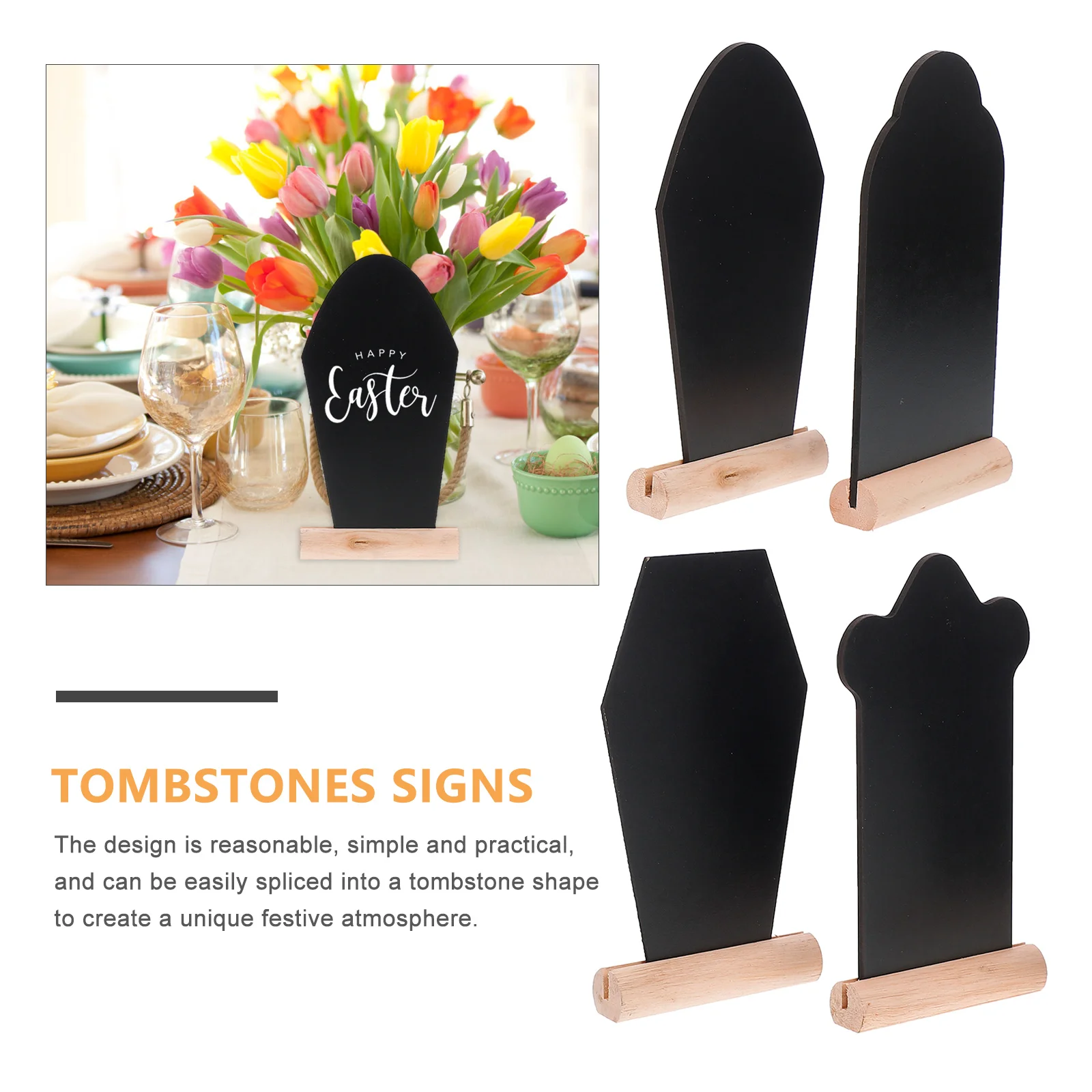 4pcs Tombstone Blackboard Easter Party Decor Wooden Chalkboard Signs Festive DIY Craft Practical Message Board
4pcs Tombstone Blackboard Easter Party Decor Wooden Chalkboard Signs Festive DIY Craft Practical Message Board