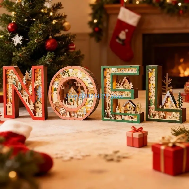 N5KC Hollowed Wooden Letter Desk LED Lamp Christmas Decoration Nightlight For Mantel
N5KC Hollowed Wooden Letter Desk LED Lamp Christmas Decoration Nightlight For Mantel
