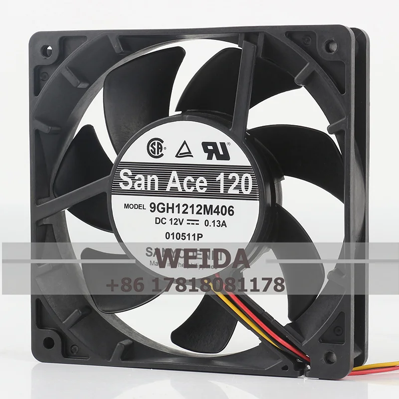 Sanyo DC12V 0.13A9GH1212M406 Dual Ball Bearing Ultra-quiet Chassis Inverter Cooling fan 12025 120X120X25MM 12CM
Sanyo DC12V 0.13A9GH1212M406 Dual Ball Bearing Ultra-quiet Chassis Inverter Cooling fan 12025 120X120X25MM 12CM