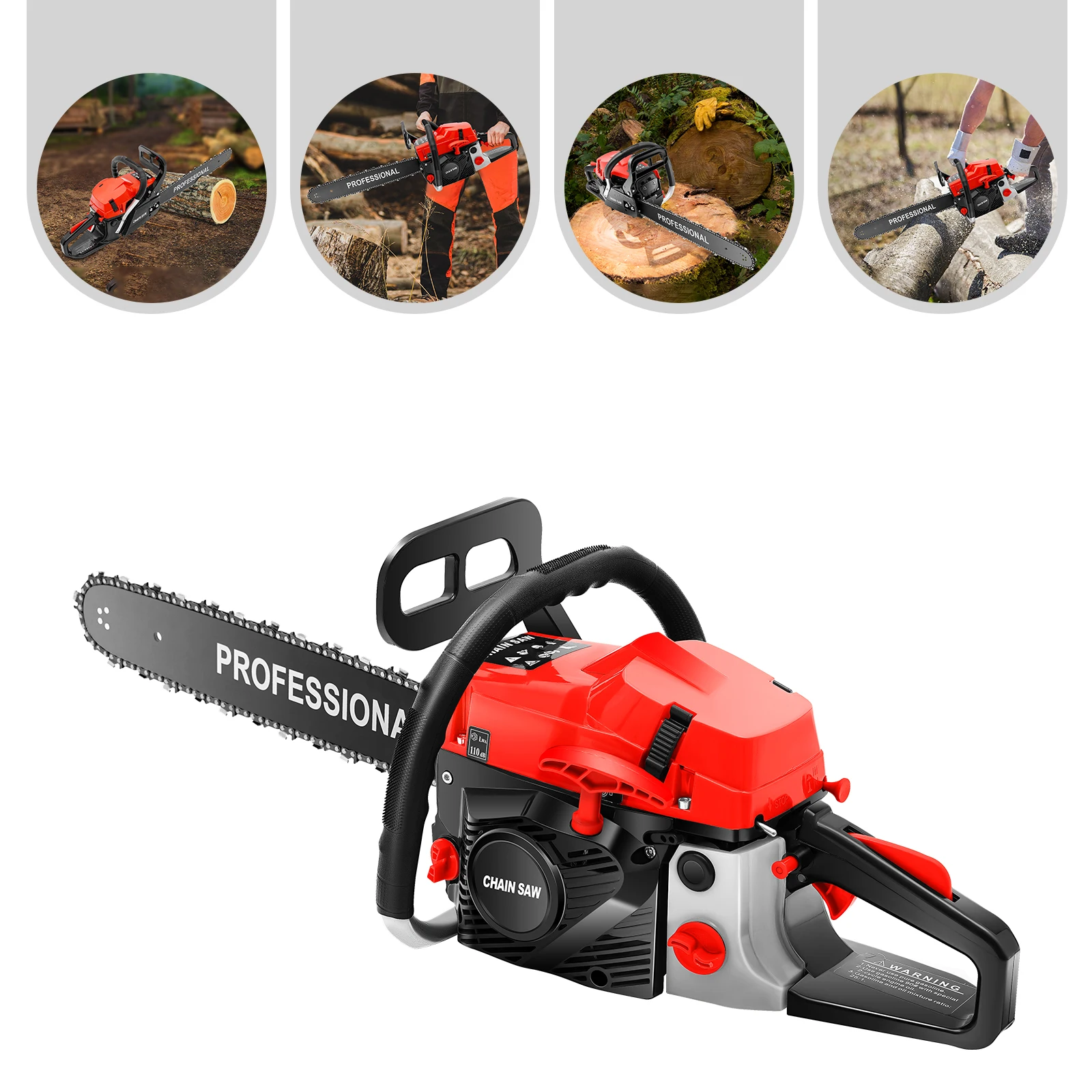 58CC Petrol Chainsaw Handheld Petrol Chain Saws 20 Inch Gasoline Chainsaw 2-Stroke 3.53-3.6HP 19.69inch Cutting Diameter
58CC Petrol Chainsaw Handheld Petrol Chain Saws 20 Inch Gasoline Chainsaw 2-Stroke 3.53-3.6HP 19.69inch Cutting Diameter