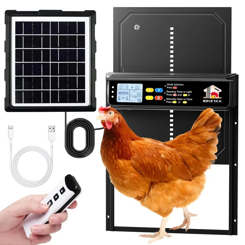 Weatherproof Chicken Coop Door Solar Powered Automatic 4 Auto Modes Remote 20M Range Anti Pinch LCD Display
Weatherproof Chicken Coop Door Solar Powered Automatic 4 Auto Modes Remote 20M Range Anti Pinch LCD Display